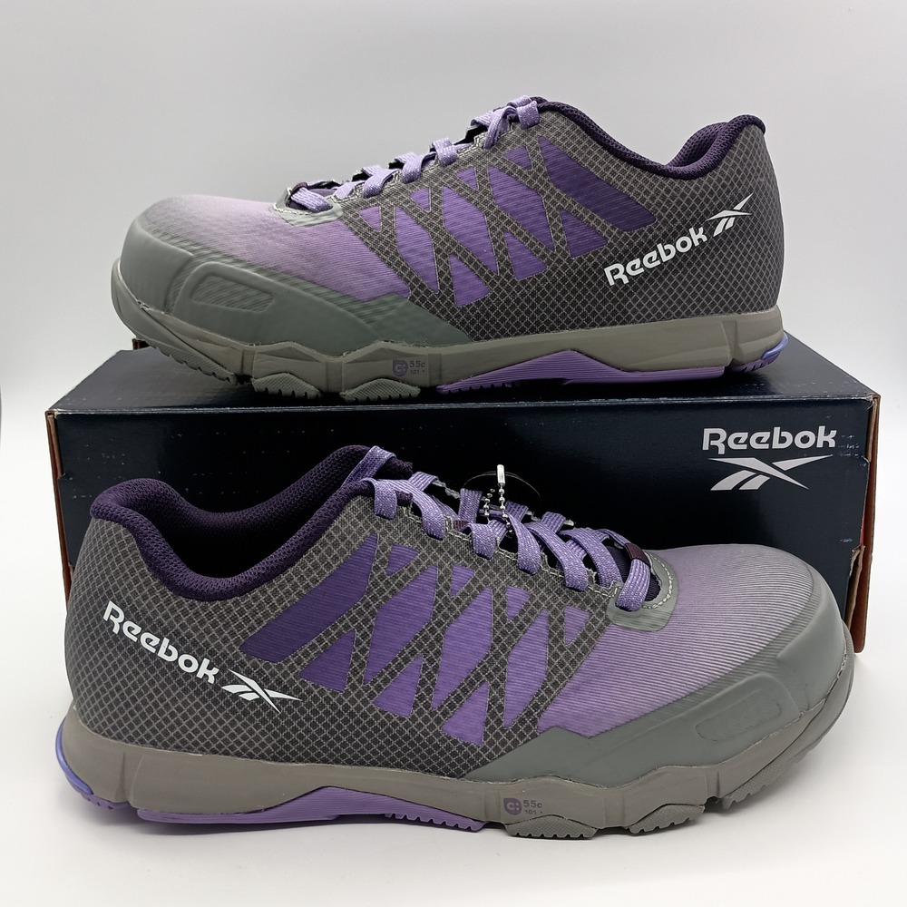 Reebok Speed TR Work Womens 9.5 Grey Purple Composite Toe Safety Shoe RB451 New